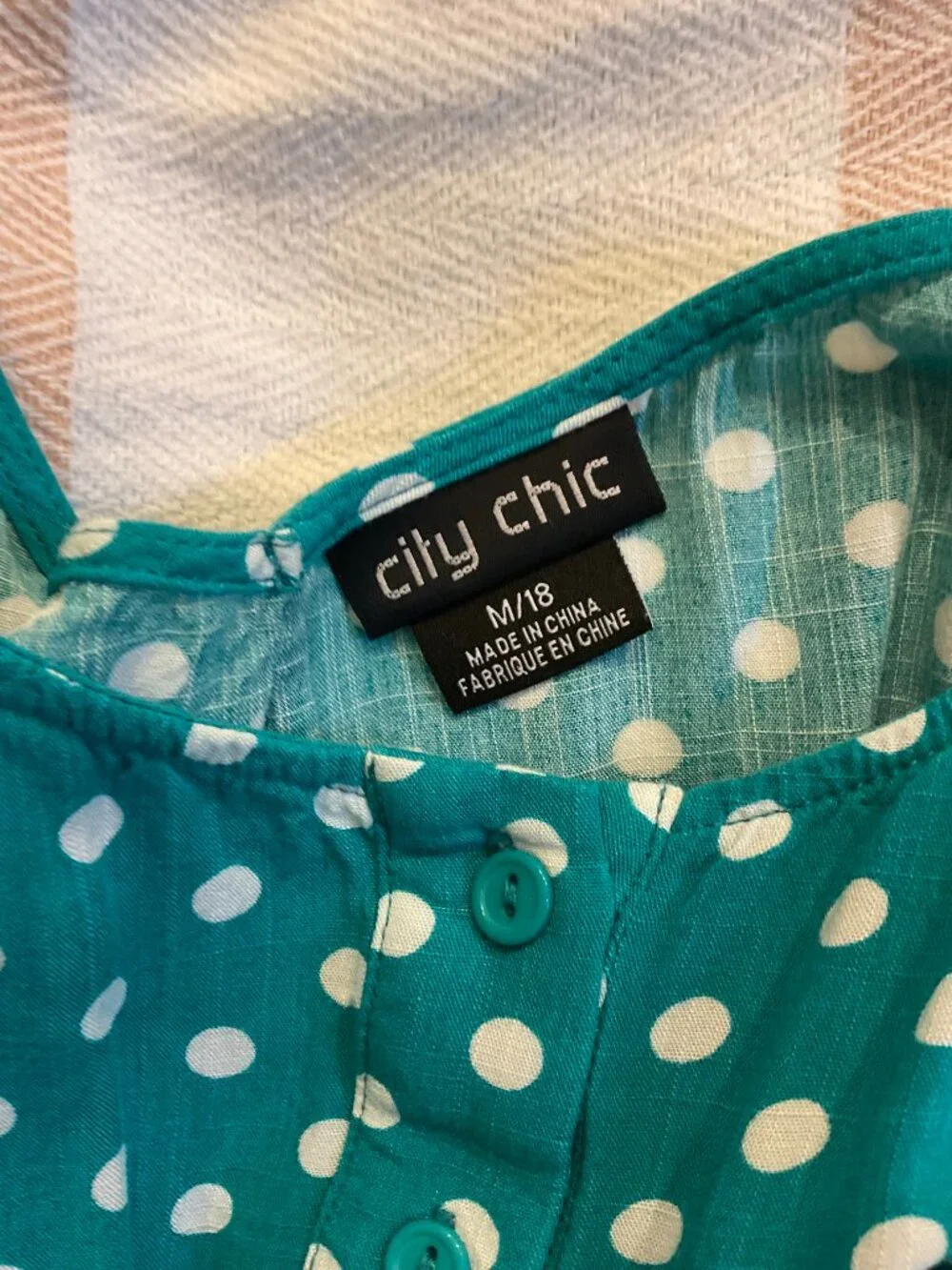 City Chic Teal & White Polka Dot Sundress | M/18 | Plus Size